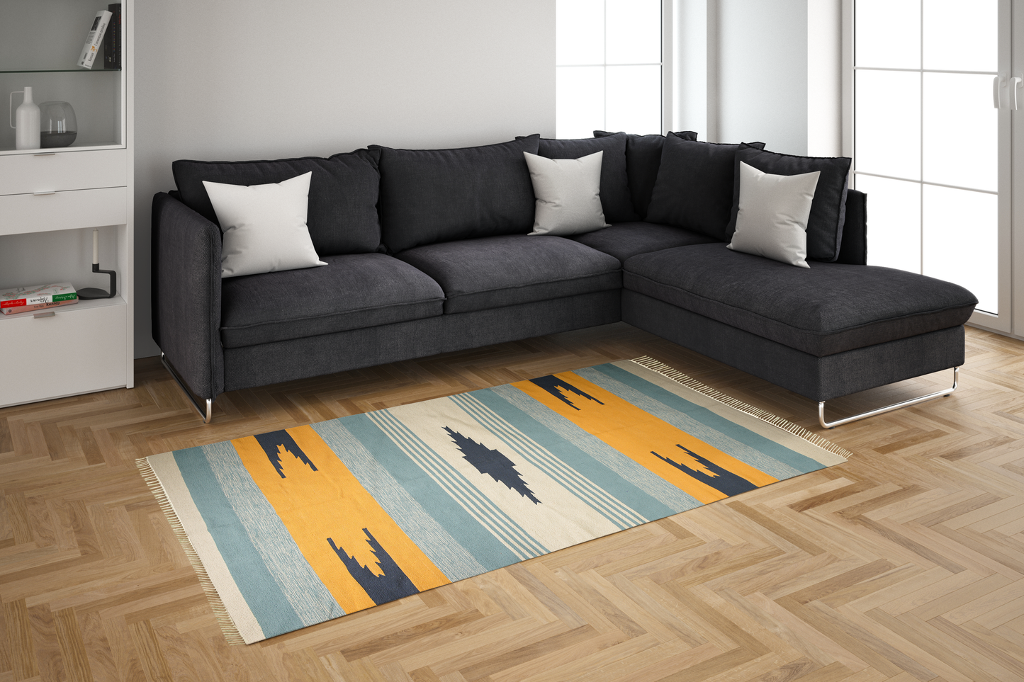 YELLOW & BLUE, MEHRAAB RUGS